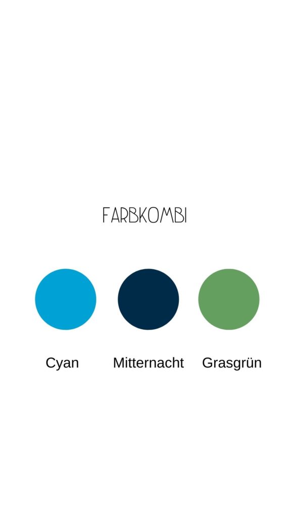 Welche Farbe passt zu Dunkelblau - Farbkombi mit Mitternacht, Grasgrün, Cyan